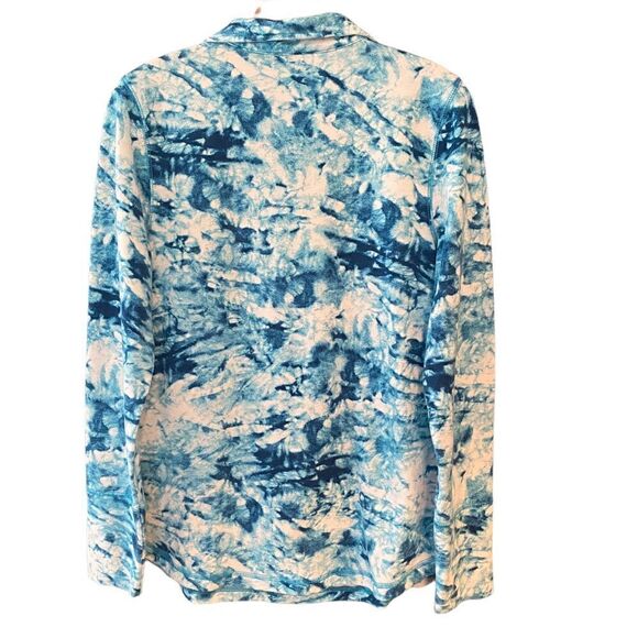 Exertek M Blue Tie-Dye Watercolor Long Sleeve Weekend Casual Athleisure Jacket - Picture 2 of 5